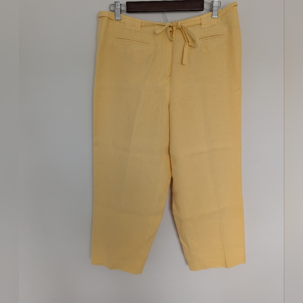 VTG Talbots Irish Linen Butter Yellow Minimalist Classic Crop Style Pants 14